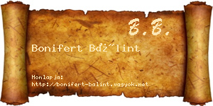 Bonifert Bálint névjegykártya